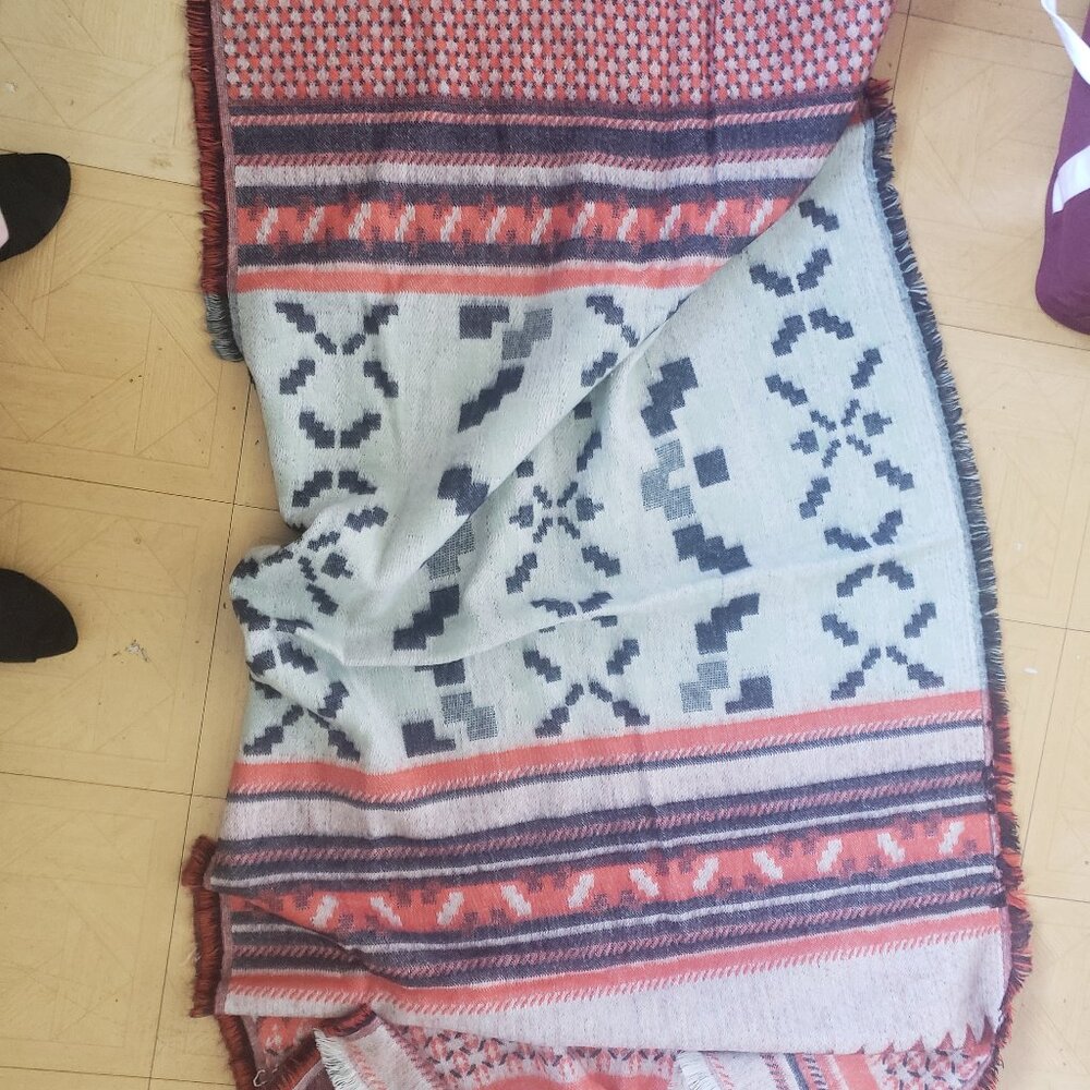 H & M One Size Orange, White and Black Blanket
